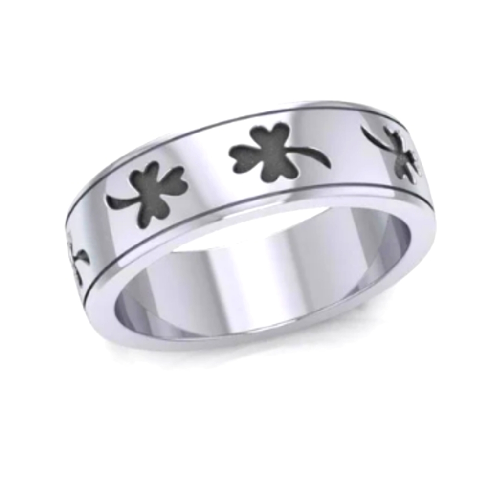 PSCL Peter Stone Celtic Shamrock Clover Eternity Ring Sz. 6